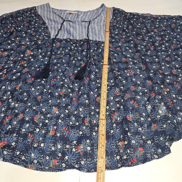 Style & Co Womens XL Top Sheer Cover Up Overlay Flowy Batwing Floral Striped - Picture 6 of 11